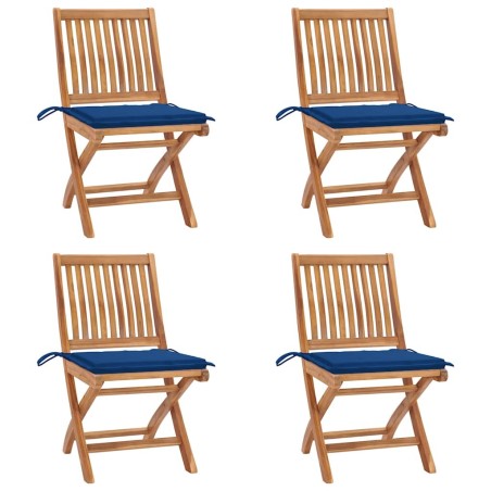 Chaises pliables de jardin avec coussins lot de 4 Teck solide 551043551043