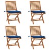 Chaises pliables de jardin avec coussins lot de 4 Teck solide 551043551043