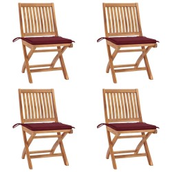 Chaises pliables de jardin avec coussins lot de 4 Teck solide 551044551044