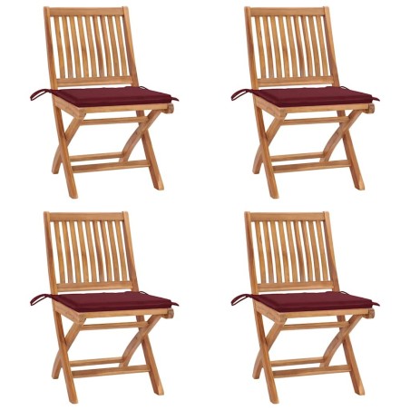 Chaises pliables de jardin avec coussins lot de 4 Teck solide 551044551044