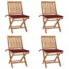 Chaises pliables de jardin avec coussins lot de 4 Teck solide 551044551044