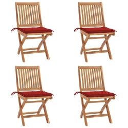 Chaises pliables de jardin avec coussins lot de 4 Teck solide 551047551047