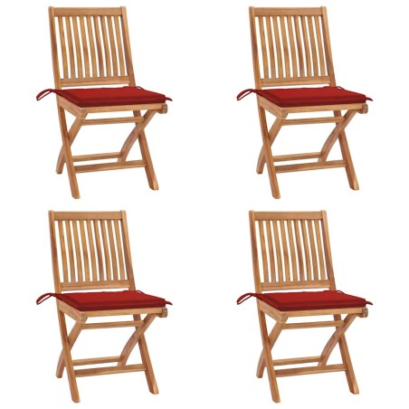 Chaises pliables de jardin avec coussins lot de 4 Teck solide 551047551047