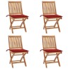 Chaises pliables de jardin avec coussins lot de 4 Teck solide 551047551047