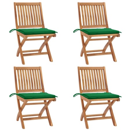 Chaises pliables de jardin avec coussins lot de 4 Teck solide 551048551048