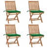 Chaises pliables de jardin avec coussins lot de 4 Teck solide 551048551048
