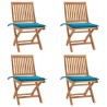 Chaises pliables de jardin avec coussins lot de 4 Teck solide 551049551049