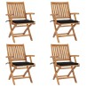 Chaises pliables de jardin avec coussins lot de 4 Teck solide 551050551050