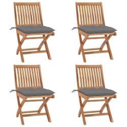 Chaises pliables de jardin avec coussins lot de 4 Teck solide 551051551051