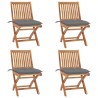 Chaises pliables de jardin avec coussins lot de 4 Teck solide 551051551051