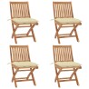 Chaises pliables de jardin avec coussins lot de 4 Teck solide 551052551052
