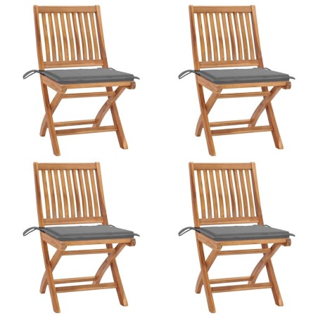 Chaises pliables de jardin avec coussins lot de 4 Teck solide 551055551055