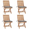 Chaises pliables de jardin avec coussins lot de 4 Teck solide 551055551055