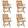 Chaises pliables de jardin avec coussins lot de 4 Teck solide 551056551056