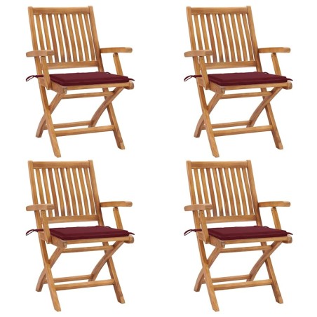 Chaises pliables de jardin avec coussins lot de 4 Teck solide 551060551060