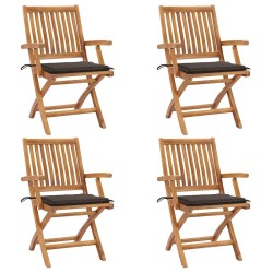 Chaises pliables de jardin avec coussins lot de 4 Teck solide 551061551061