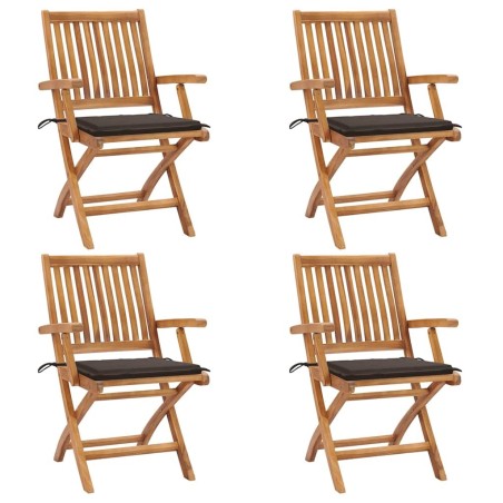 Chaises pliables de jardin avec coussins lot de 4 Teck solide 551061551061