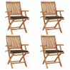Chaises pliables de jardin avec coussins lot de 4 Teck solide 551061551061
