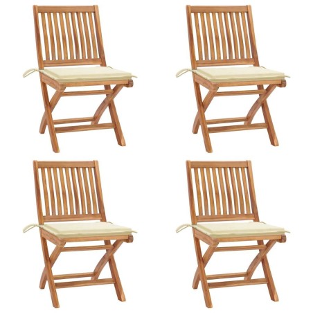 Chaises pliables de jardin avec coussins lot de 4 Teck solide 551063551063