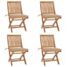 Chaises pliables de jardin avec coussins lot de 4 Teck solide 551064551064
