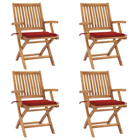 Chaises pliables de jardin avec coussins lot de 4 Teck solide 551065551065