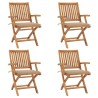 Chaises pliables de jardin avec coussins lot de 4 Teck solide 551069551069