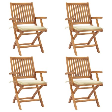 Chaises pliables de jardin avec coussins lot de 4 Teck solide 551070551070