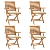 Chaises pliables de jardin avec coussins lot de 4 Teck solide 551070551070
