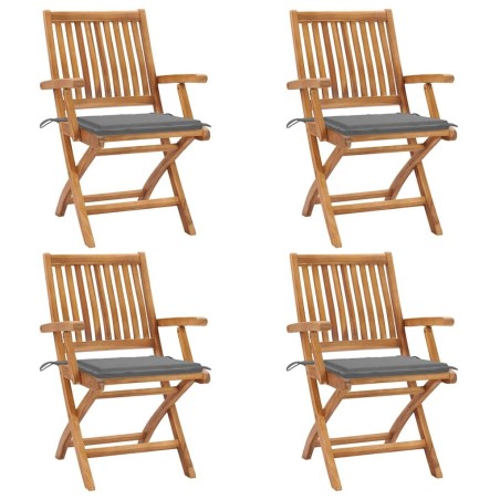 Chaises pliables de jardin avec coussins lot de 4 Teck solide 551071551071