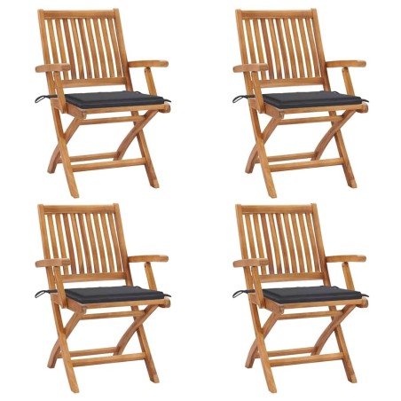 Chaises pliables de jardin avec coussins lot de 4 Teck solide 551072551072