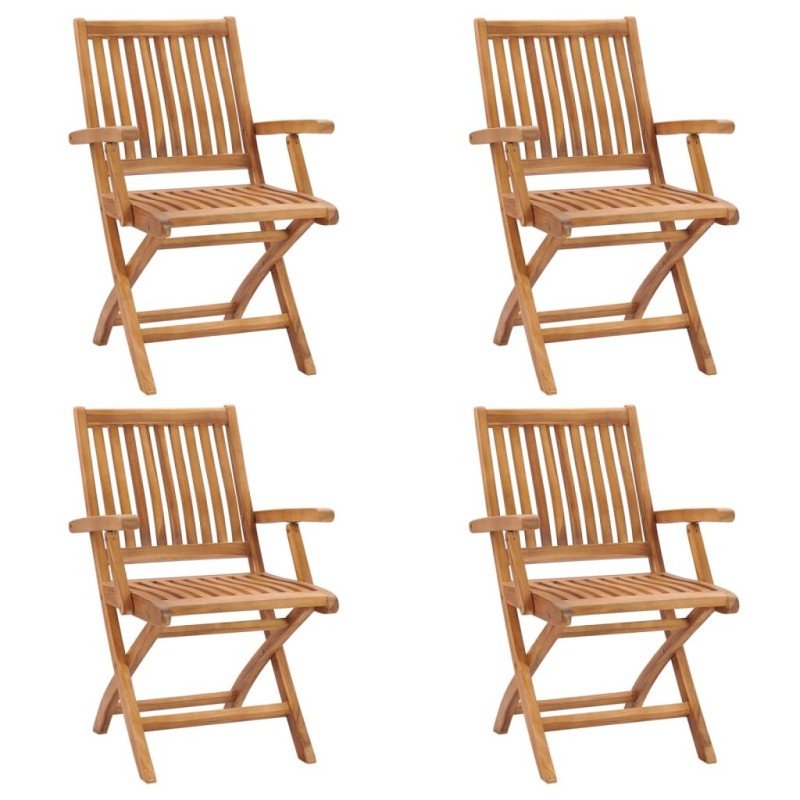 Chaises pliables de jardin lot de 4 Bois de teck solide 551074551074