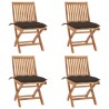 Chaises pliables de jardin avec coussins lot de 4 Teck solide 551088551088
