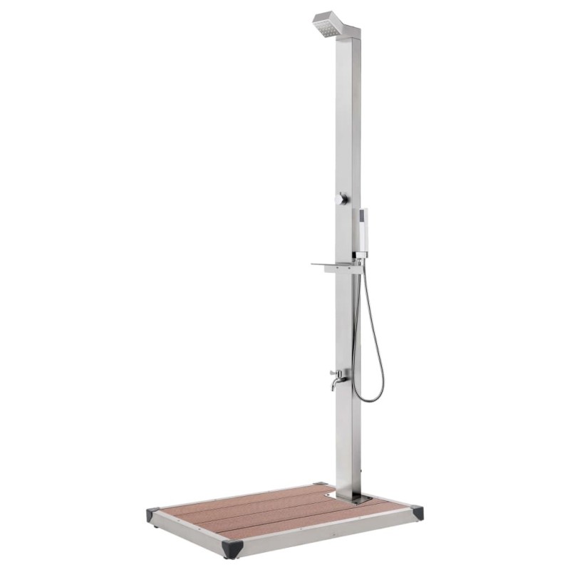 Douche de jardin avec base marron 225 cm Acier inoxydable 551091551091