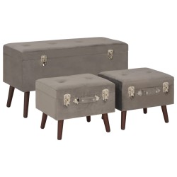 Tabourets de rangement lot de 3 Gris Velours 551092551092