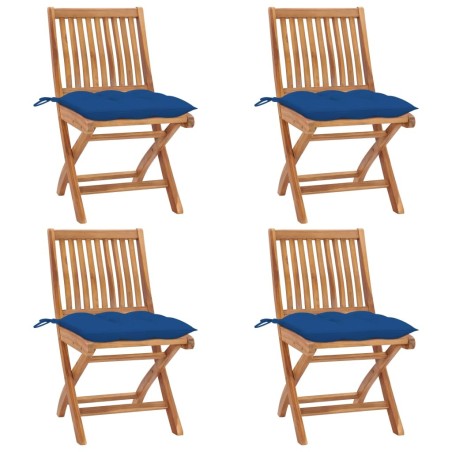 Chaises pliables de jardin avec coussins lot de 4 Teck solide 551096551096