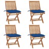 Chaises pliables de jardin avec coussins lot de 4 Teck solide 551096551096