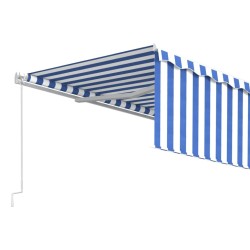 Auvent rétractable manuel avec store 5x3 m Bleu et blanc 551097551097