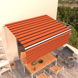 Auvent manuel rétractable avec store 4x3 m Orange et marron 551104551104
