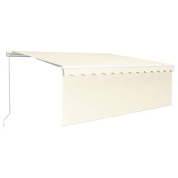 Auvent manuel rétractable avec store et LED 4x3 m Crème 551111551111