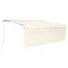 Auvent manuel rétractable avec store et LED 4x3 m Crème 551111551111