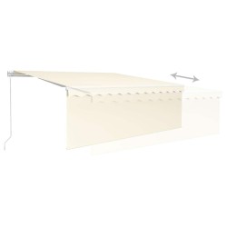 Auvent manuel rétractable avec store et LED 4x3 m Crème 551111551111