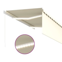 Auvent manuel rétractable avec store et LED 3x2,5 m Crème   551126551126