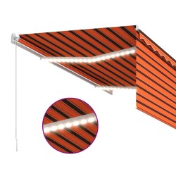 Auvent rétractable manuel store LED 3,5x2,5 m Orange et marron   551129551129