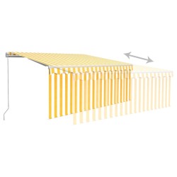 Auvent rétractable manuel store LED 3,5x2,5 m Jaune et blanc   551130551130