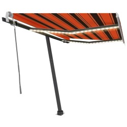 Auvent manuel rétractable avec LED 350x250 cm Orange et marron 551134551134