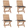 Chaises pliables de jardin avec coussins lot de 4 Teck solide 551136551136