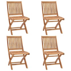 Chaises pliables de jardin avec coussins lot de 4 Teck solide 551136551136