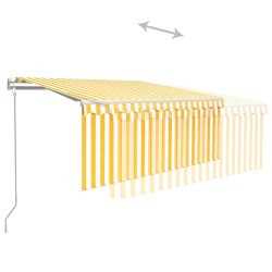 Auvent rétractable automatique avec store 3x2,5m Jaune et blanc 551141551141