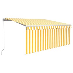 Auvent manuel rétractable avec store LED 3x2,5 m Jaune et blanc   551146551146