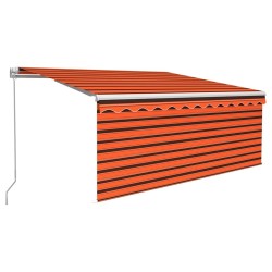 Auvent rétractable manuel avec store 3,5x2,5 m Orange et marron   551147551147